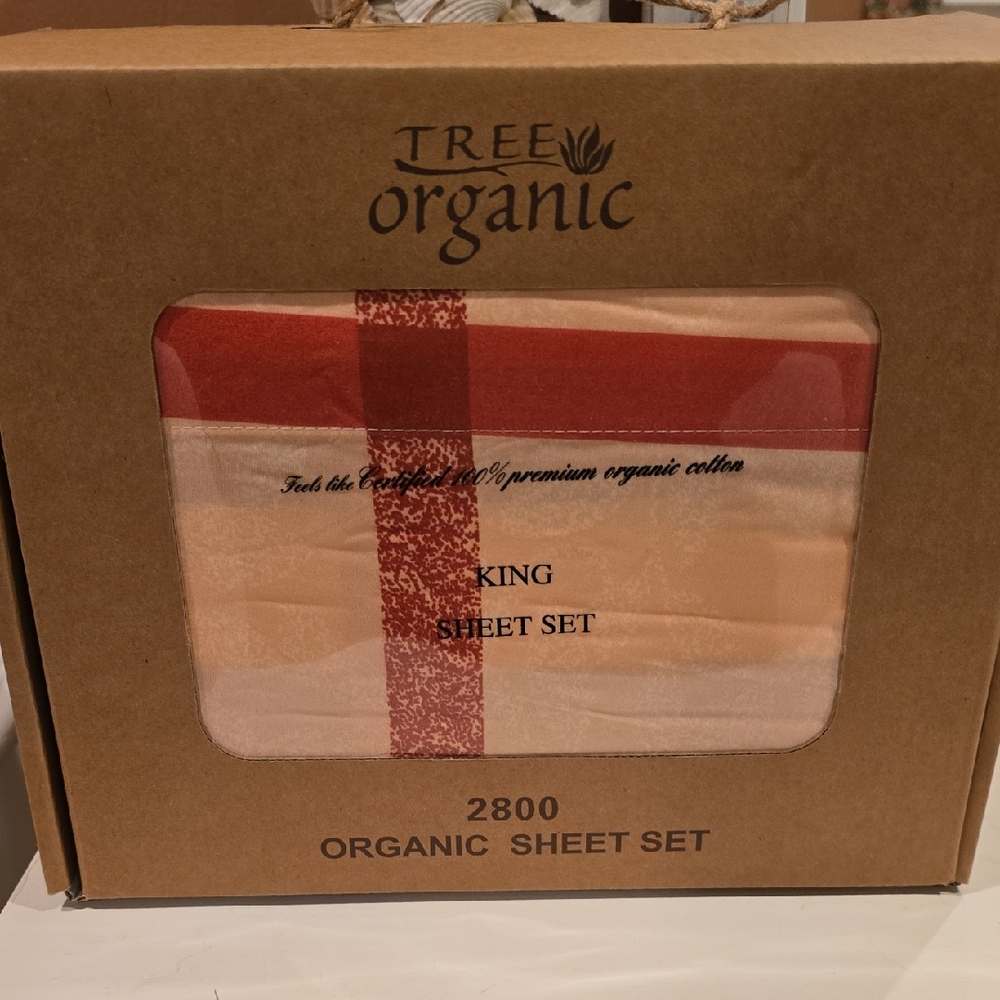 King Sheet Set - Red and Cream